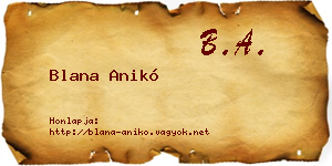 Blana Anikó névjegykártya